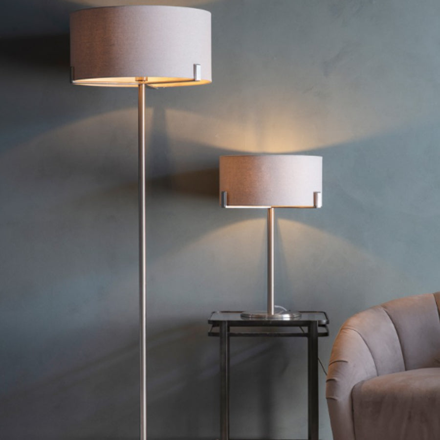 Chrome Floor Lamp with Grey Shade