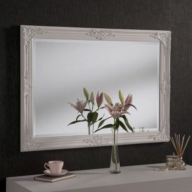 White Baroque Mirror 104cm x 74cm