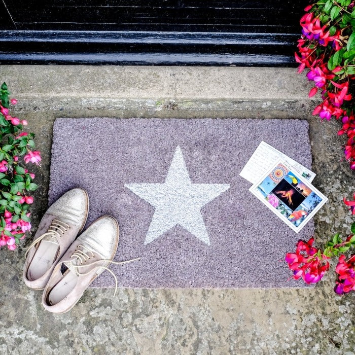 Grey Glitter Star Doormat 60x40cm