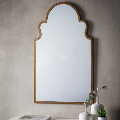 Curved Antique Gold Mirror