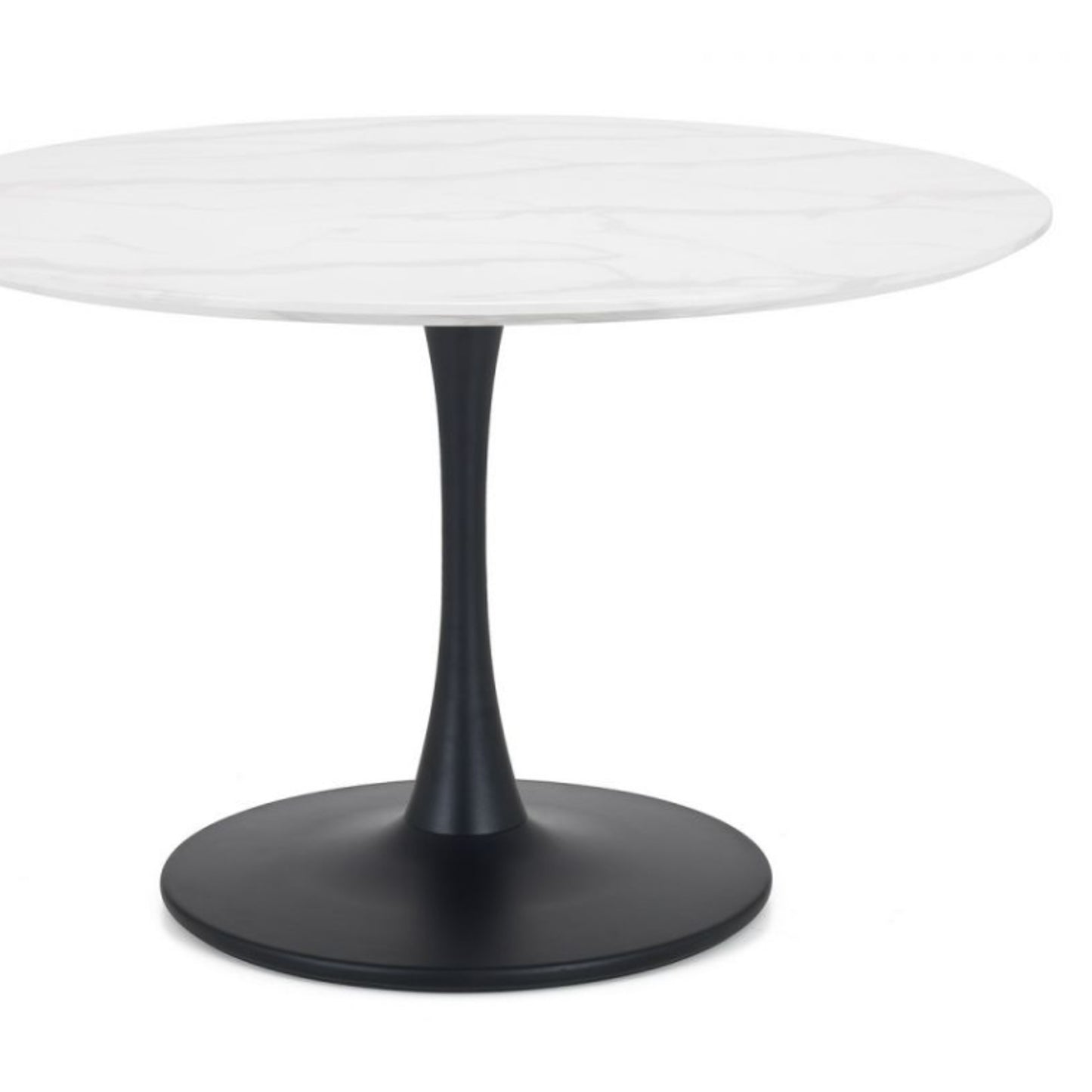 White Marble Round Dining Table & 4 Grey Velvet Delaunay Chairs Set