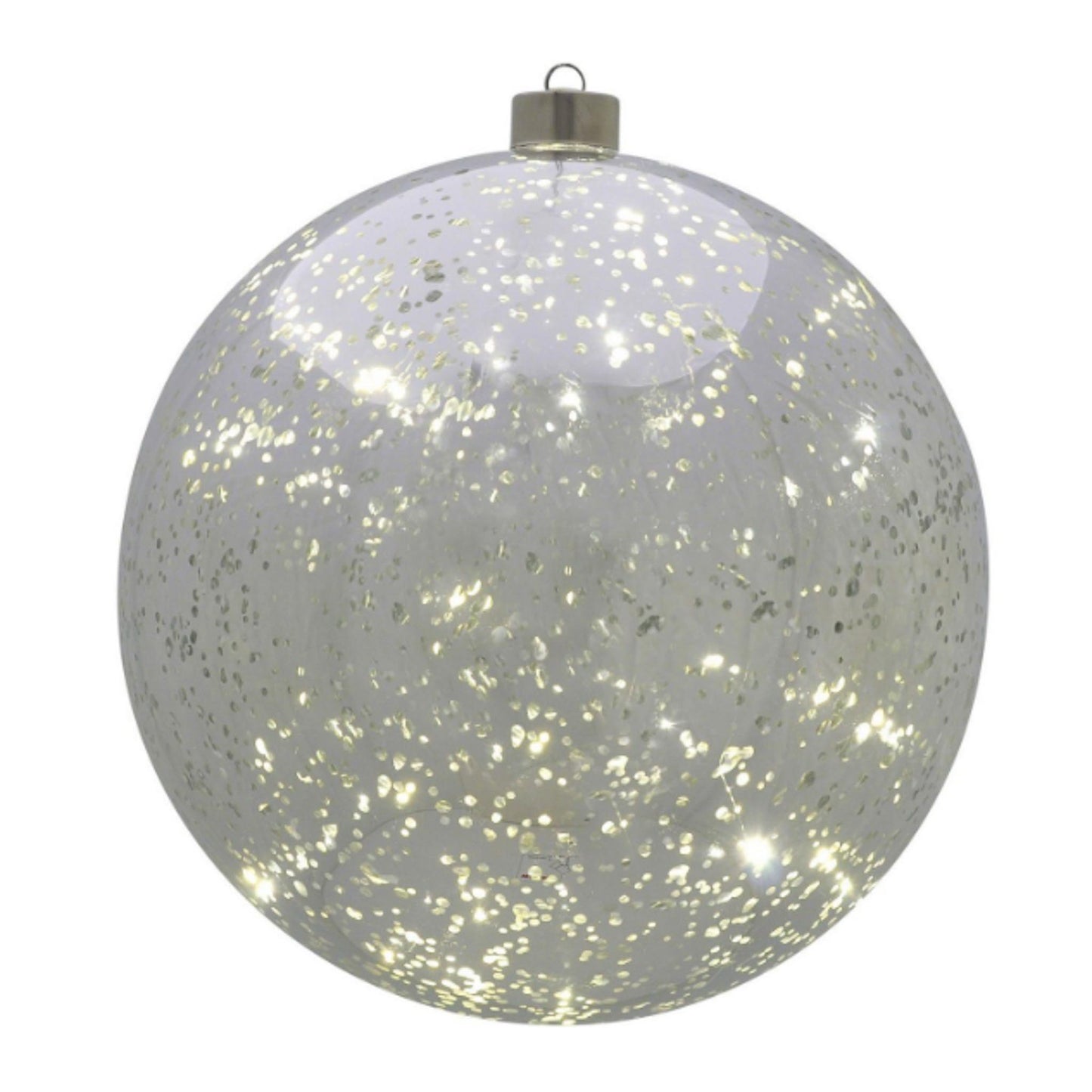 LED 20cm Hanging Silver Bauble