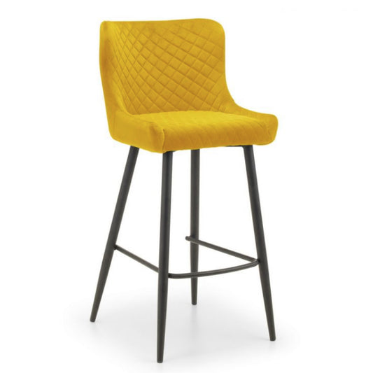 2 Mustard Velvet Bar Stools