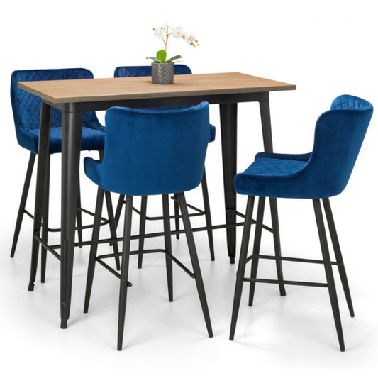 2 Blue Velvet Bar Stools