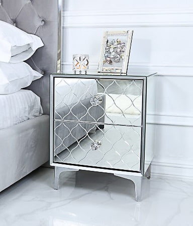 2 Drawer Mirror Bedside table