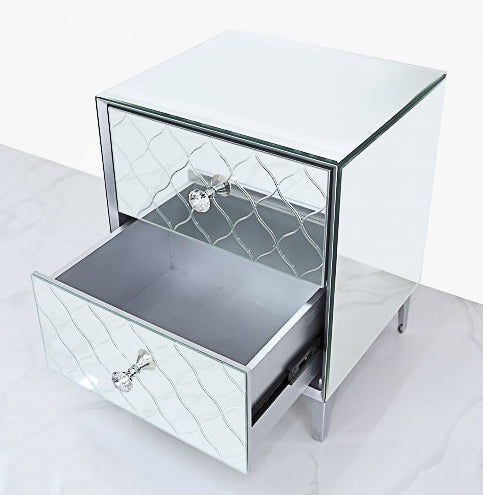 2 Drawer Mirror Bedside table