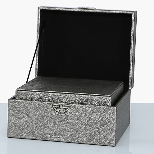 Set of 2 Faux Leather Pewter Jewellery Boxes
