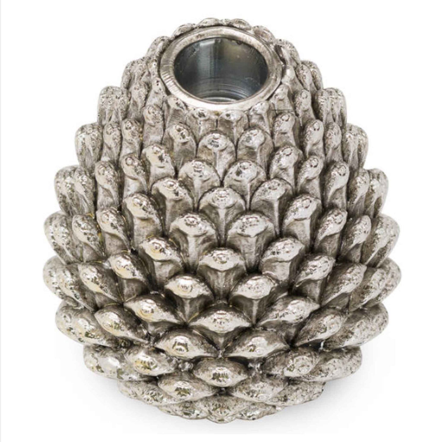 Silver Effect Pinecone Candle Holder