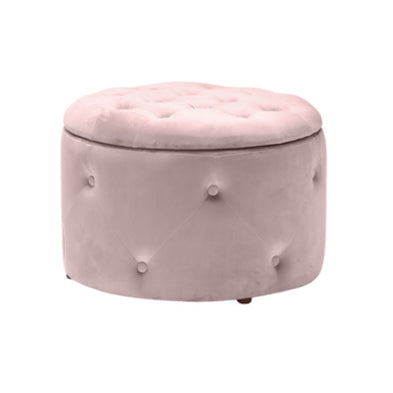 Pink Velour Storage Footstool