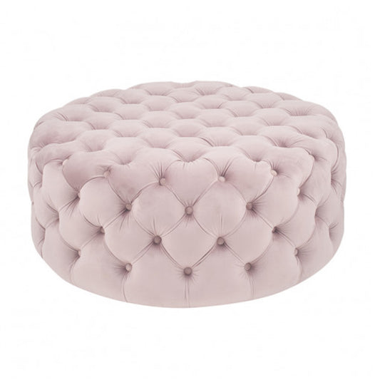 Pink Buttoned Pouffe 90cm