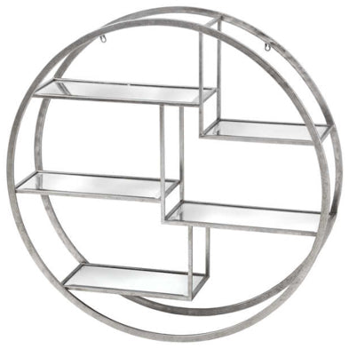Silver round shelving unit