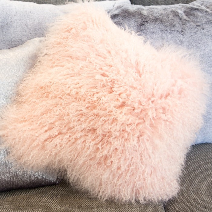 Pink Mongolian Effect Cushion 40x40cm
