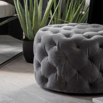 Sergi Grey Velvet Footstool