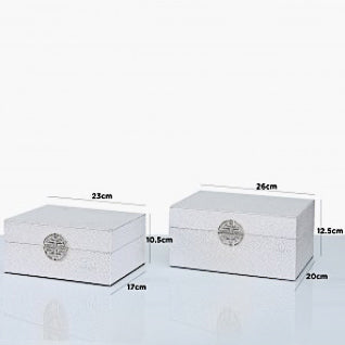 Set of 2 faux leather silver jewellery boxes