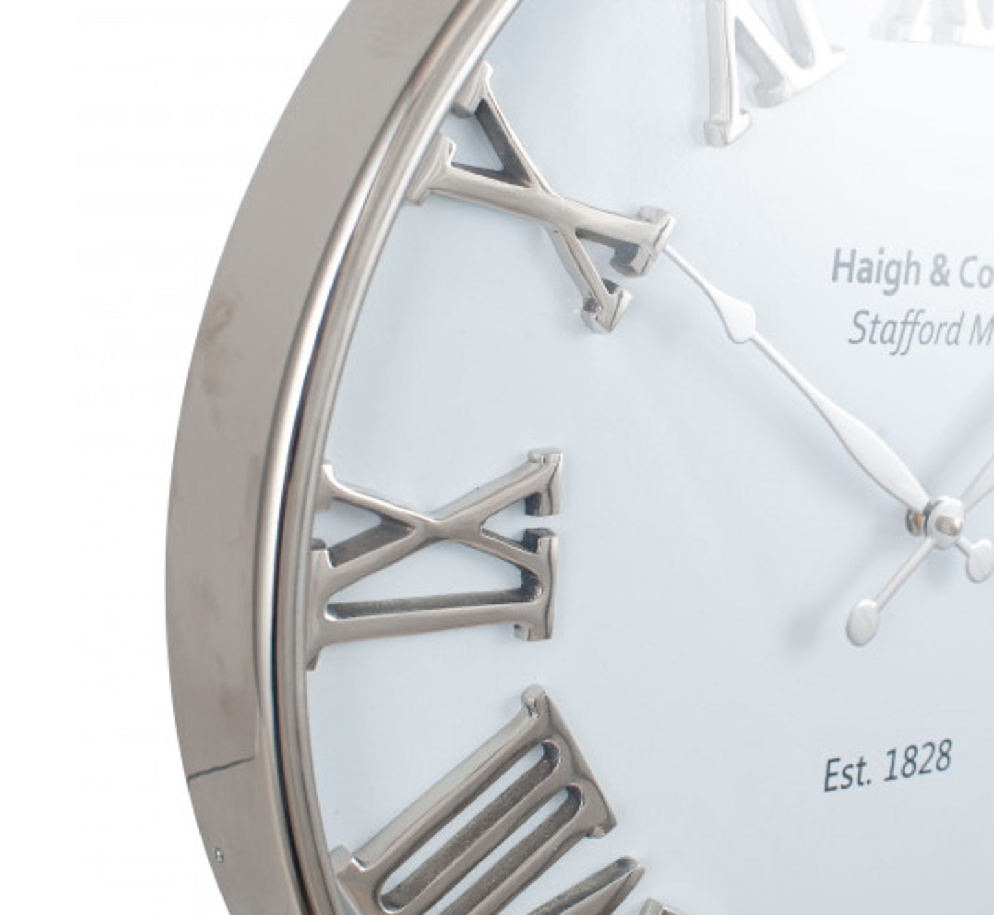 Silver & White Metal Clock 61cm