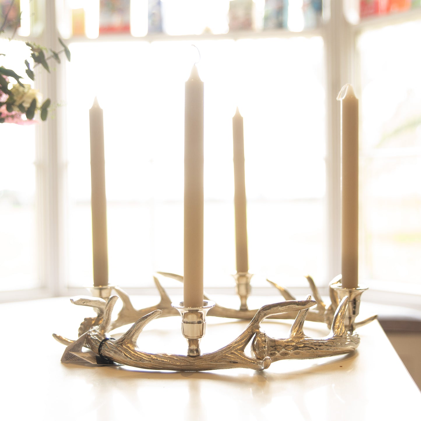 28cm Silver Grey Dinner Candles 4pk