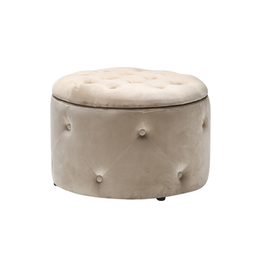 Taupe Plush Velvet Storage Ottoman