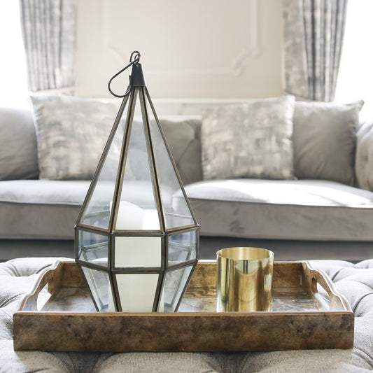 Gold Marble Effect Mirror Tray