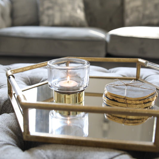 2 Gold Mirror Trays