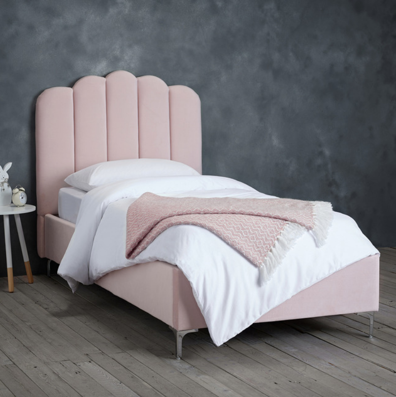 Pink Scalloped King Size Bed