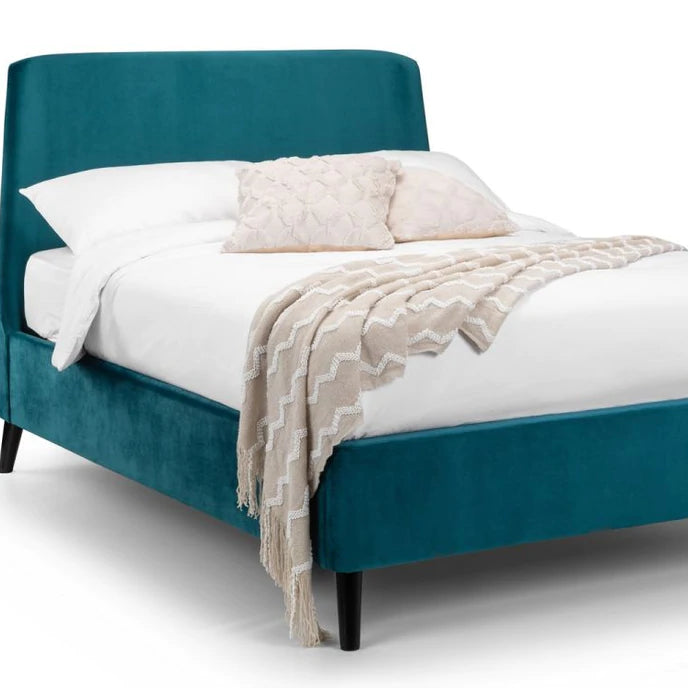 Frida Curved Velvet Bed - Teal