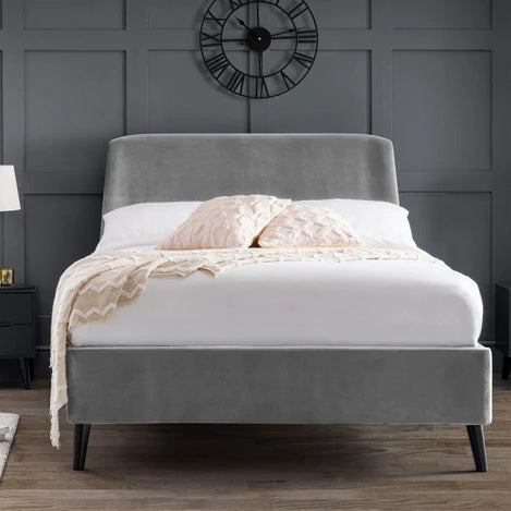 Frida Curved Velvet Bed Grey