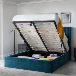Langham Scalloped Headboard Storage Bed Teal